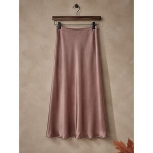 By Anthropologie Mauve Satin Midi Skirt – Size Small